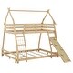 preview thumbnail 21 of 23, House Bunk Beds for Kids, Wood Twin Over Queen Bunk Bed with Climbing Nets and Climbing Ramp,Playhouse Bunk Bed for Girls Boys