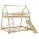 preview thumbnail 23 of 27, House-Design Twin over Queen Wooden Bunk Bed with Climbing Nets and Climbing Ramp