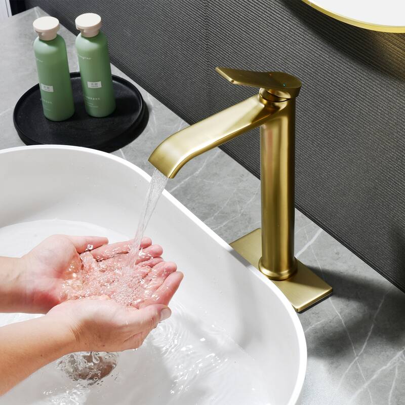 10.9"H Solid Brass Single-handle Bathroom Sink Faucet