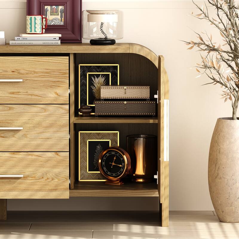 Rounded - corner Storage Cabinet: Light Wood Finish with a Soft - edged Design for Ample Storage