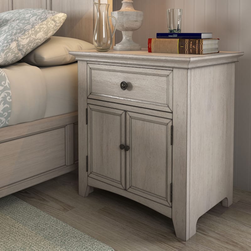 Varenna 1-Drawer Wood Cupboard Nightstand with Charging Station