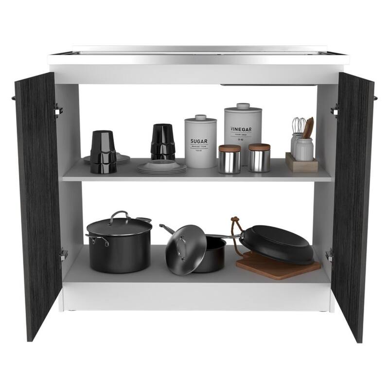 TUHOME Napoles Utility Sink Cabinet with Integrated Steel Sink - N/A