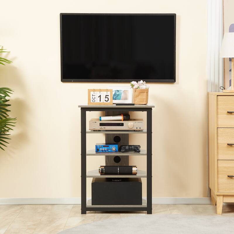 23.5" TV Stand with Storage Shelves and Steel Frame for Under 29 Inch TVs