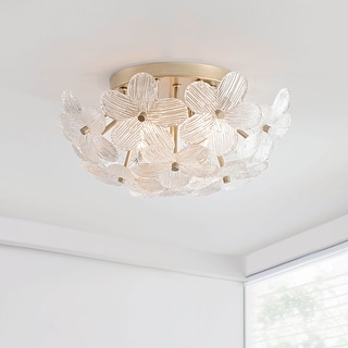 Frieda Modern 3-Light 16" Clear Glass Flower Flush Mount