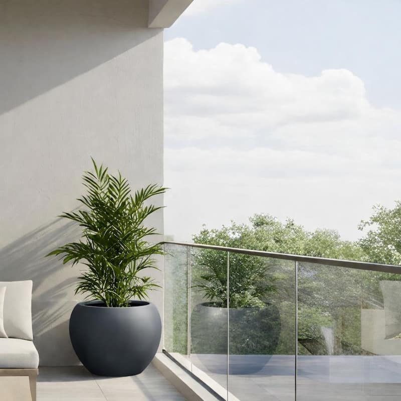 DreamPatio Riverside Fiberstone Composite Ball Planter for Indoor/Outdoor - Smooth Automotive 2K Coating