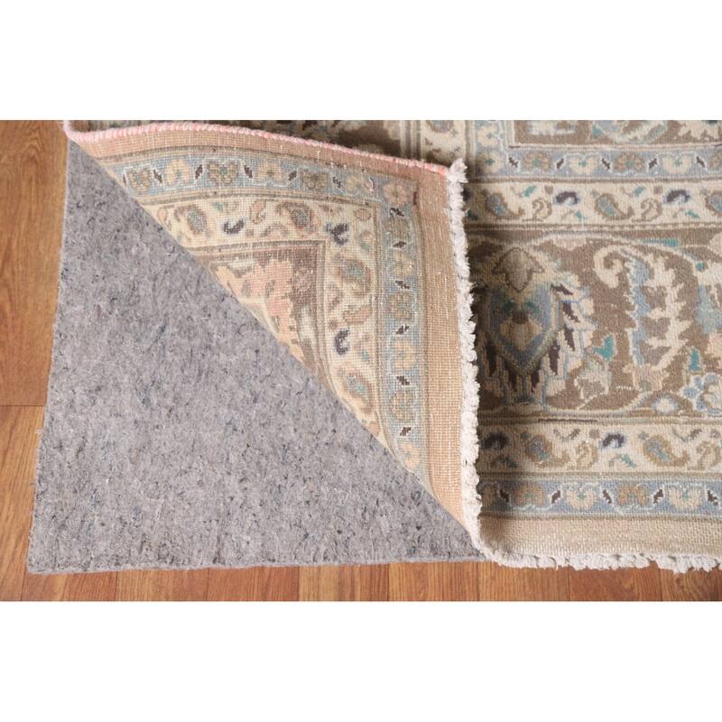 Hand Knotted Oriental 100% Wool Carpet Traditional Floral Peach Mashad Area Rug - 12' 6'' X 9' 7''