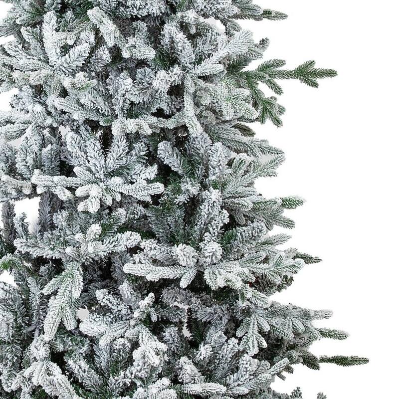 HomeRoots 8' Slender Flocked Pine Christmas Tree - Green/White - 50.00 in. x 96.00 in. x 50.00 in.