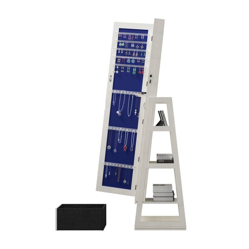 Jewelry Cabinet Armoires with Full Length Mirror, 360° Rotating Lockable Storage Cabinet