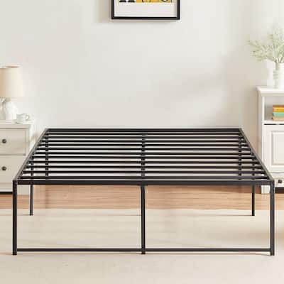 18-Inch Queen Size Metal Platform Bed Frame with Steel Slat