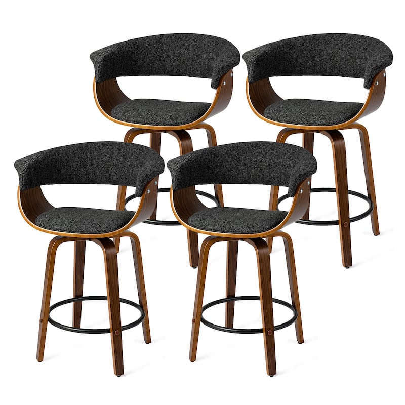Glitzhome Set of 4 Modern Counter or Bar Height Faux Leather Swivel Pub Stools - Black&Blue/Woven - Counter Height