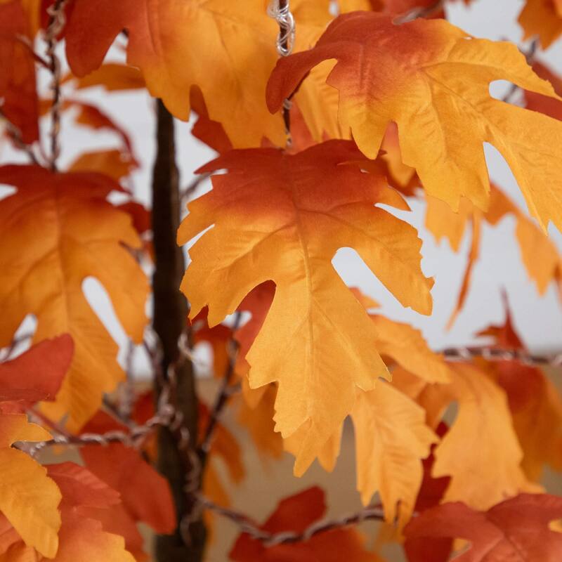 Pre-Lit Artificial Autumn Maple Fall Harvest Tree - 4' - Warm White LED Lights