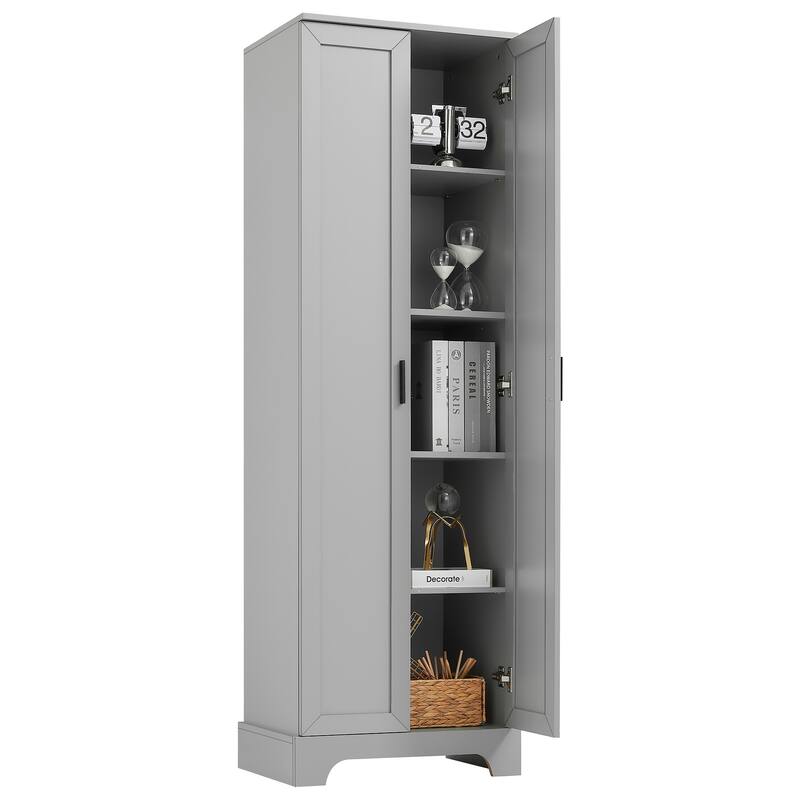 Storage Cabinet with Two Doors for Bathroom, Office, Adjustable Shelf, MDF Board