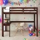 preview thumbnail 39 of 53, Loft Pine Wood Bed Frame with Safety Guardrail,Built-In Desk,Ladder,Twin Size Espresso