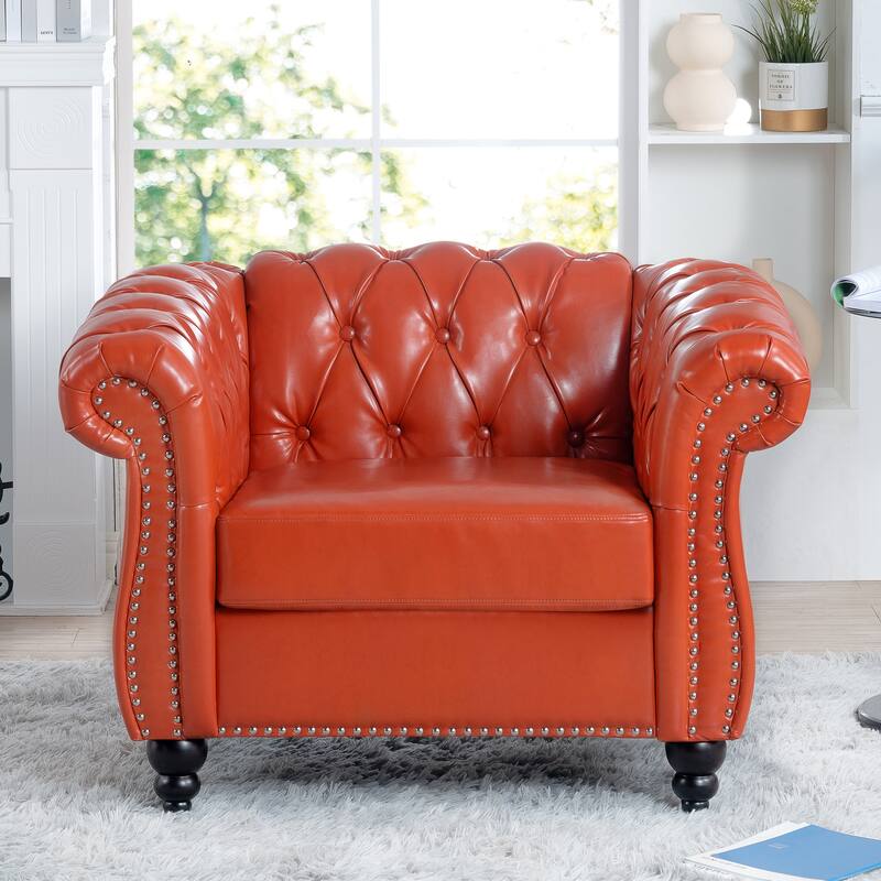 HCHAIRH Tufted Rolled Arm Seater Sofa Chair For Living Room