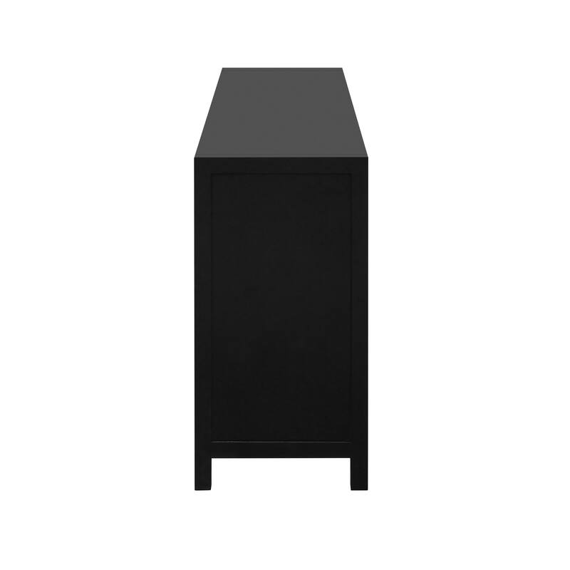 Sideboard Cabinet with Honeycomb Patterned Doors, Buffet Storage with Adjustable Shelves, Console Table with Metal Handles