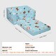 preview thumbnail 7 of 8, Sky Blue Foam Foldable Kids Sofa Bed with Printed Fabric and Zippers - 40.94” L x 22.83” W x 12.60” H