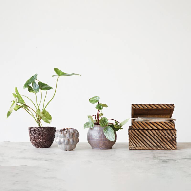 Decorative Stoneware Formed Vase with Reactive Glaze