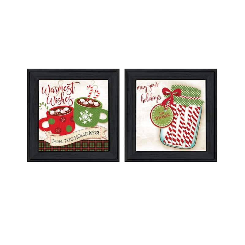Trendy Decor 4U "Hot Cocoa & Candy Canes" Printed Framed Wall Art by Mollie B. - Charcoal - 15 x 15