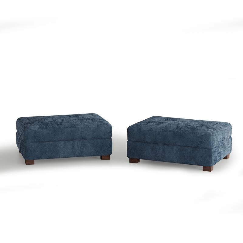 Oversized Chenille Modular Ottoman With Cushioned Top