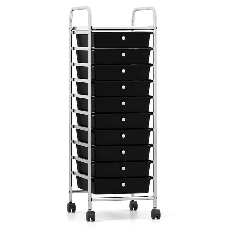 Costway Rolling Storage Cart with Chrome Plated Metal Frame & Lockable - See Details