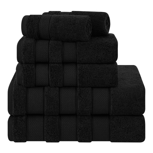 American Soft Linen Salem Bath Towel Set, 6 Piece Towels for Bathroom Large 100% Cotton 2 Bath Towels 2 Hand Towels 2 Washcloths - Black