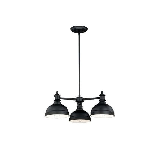 Vaxcel Lighting H0169 Keenan 3 Light Single Tier Chandelier with Black Metal Shades
