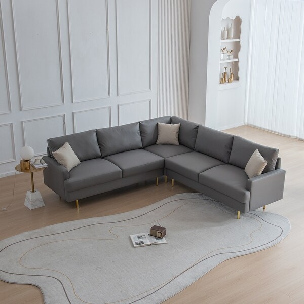 L-Shaped Technical Leather Sectional Sofas Modern Luxurious High