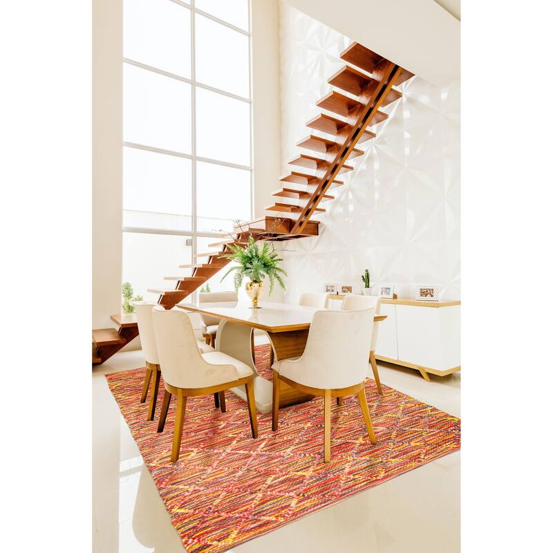 ECARPETGALLERY Braid weave Sienna Red Wool Rug - 4'11 x 7'10