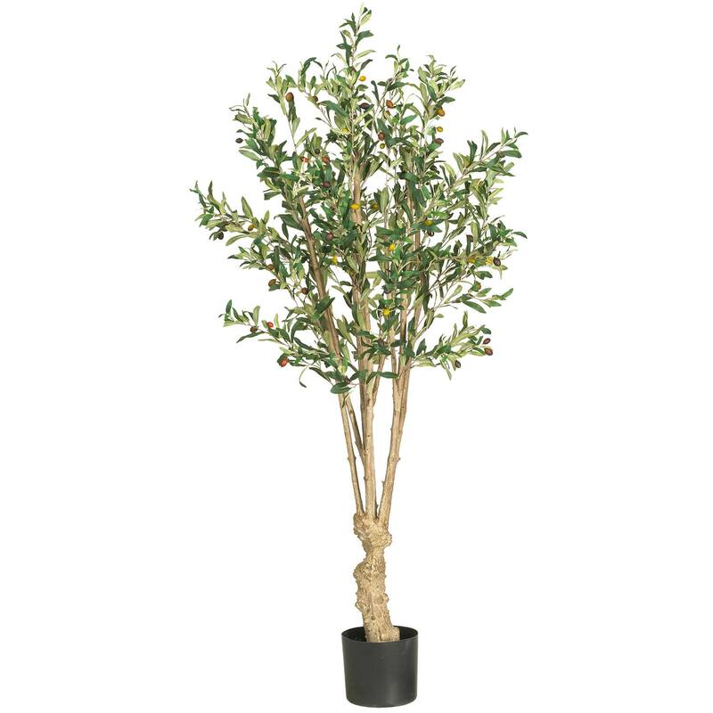 Olive Tree 5ft - Silk Artificial Tree, Realistic Greenery for Home Office Decor - 5ft.