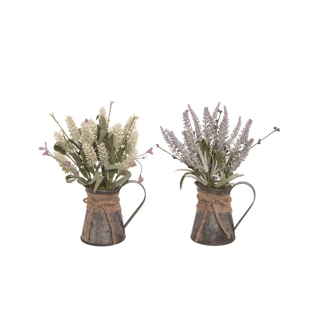 Transpac Lavender Bucket Set of 2 Spring Home Decorations
