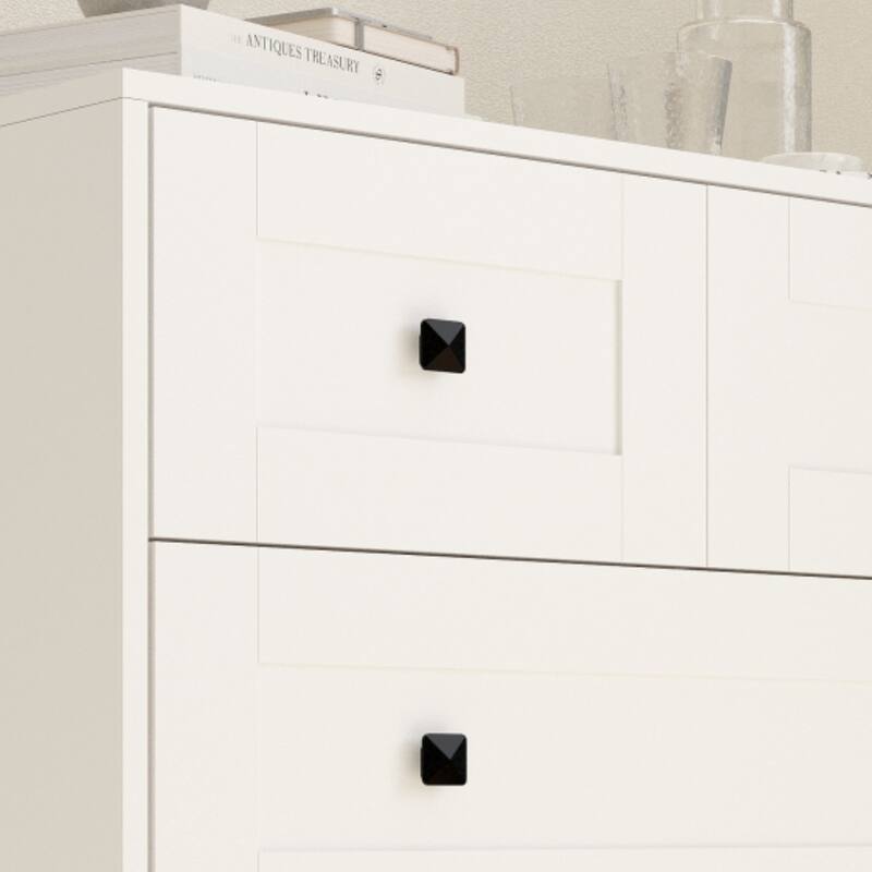 Farmhouse Style Dressing Table, Minimalist Style 5-Drawer Cabinet, for Bedrooms, Living Rooms Home Offices