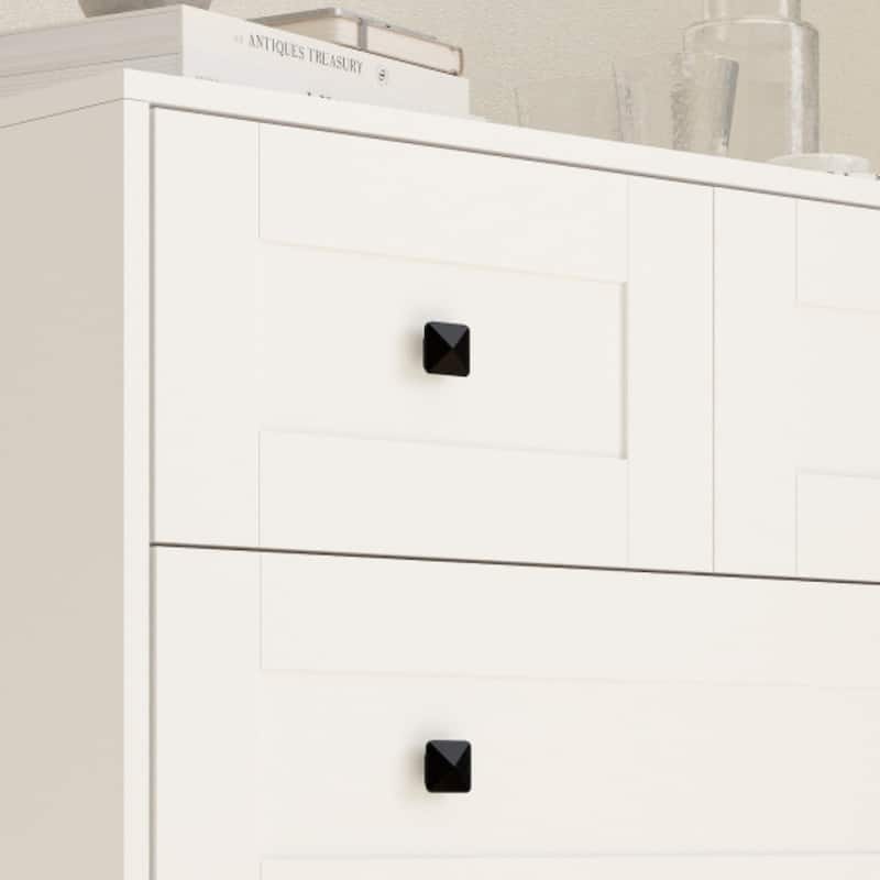 White 5-Drawer Chest Farmhouse Dresser Storage Cabinet Modern Chest of Drawers for Bedroom Living Room Organizer