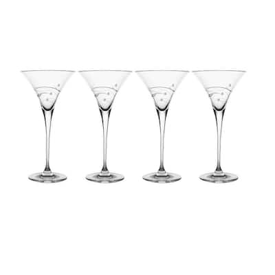 Majestic Gifts Inc. Glass Tall Stem Martini Glasses-9 Oz.- Set of 4
