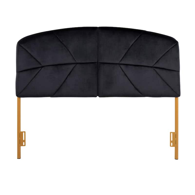 Silver Orchid Ralston Queen Upholstered Headboard - Black Velvet