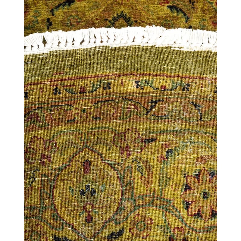 Overton Hand Knotted Wool Vintage Inspired Modern Contemporary Overdyed Gold Area Rug - 6' 2" x 6' 4"