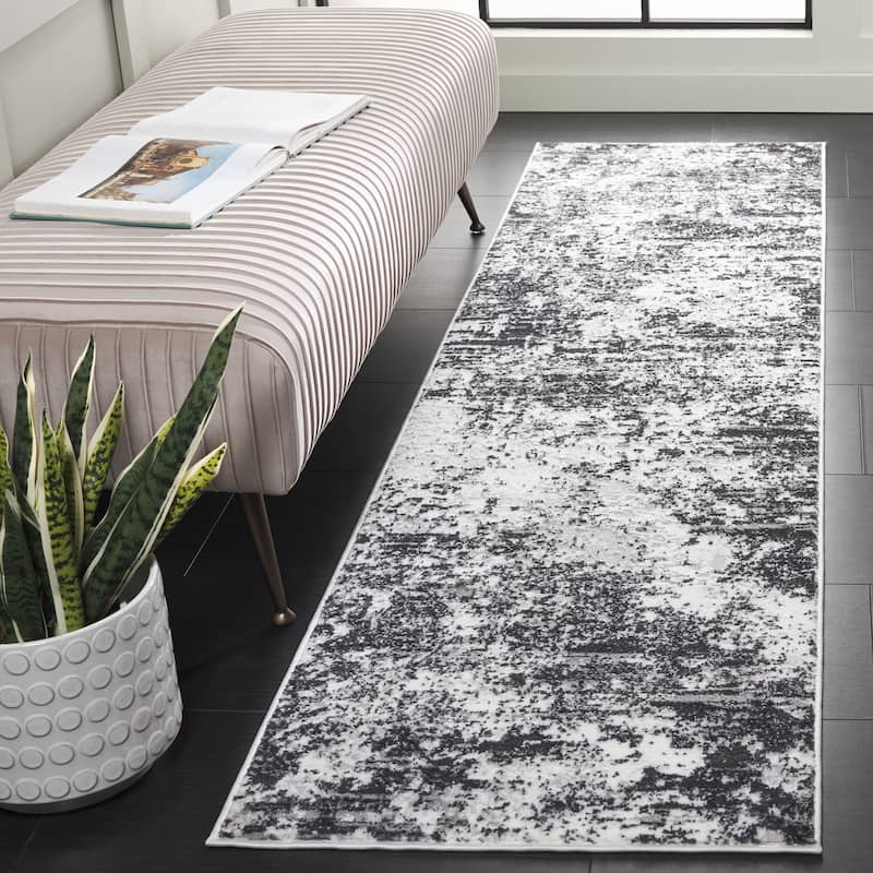 SAFAVIEH Amelia Modern Abstract Rug - 2'2" x 8' Runner - Charcoal/Ivory - Runner