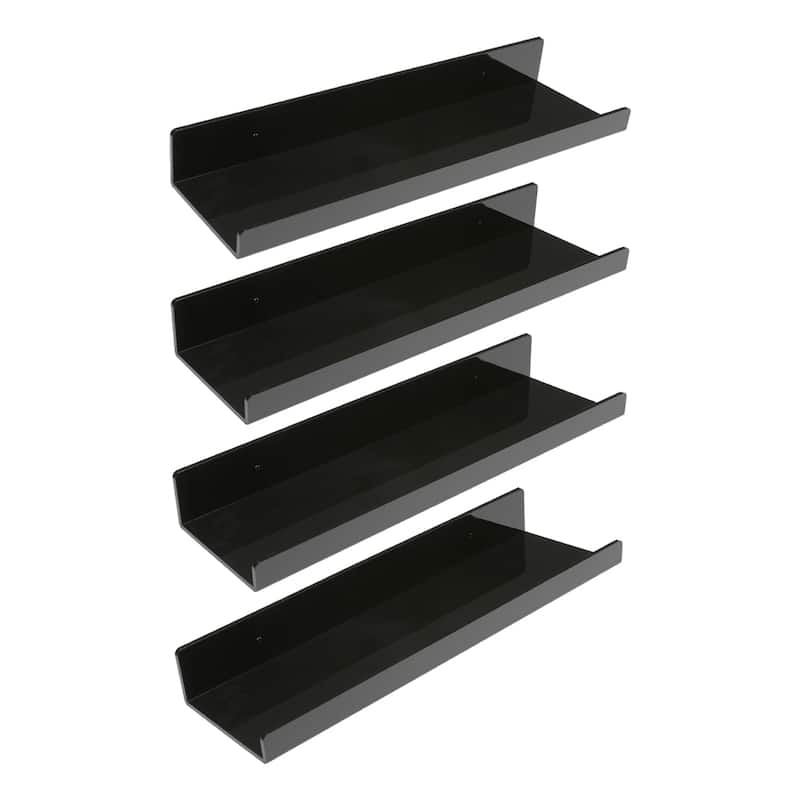 Acrylic Floating Shelves for Wall, Clear Acrylic Shelves for Bathroom Living Room and Kitchen Room Wall Display Shelf Black