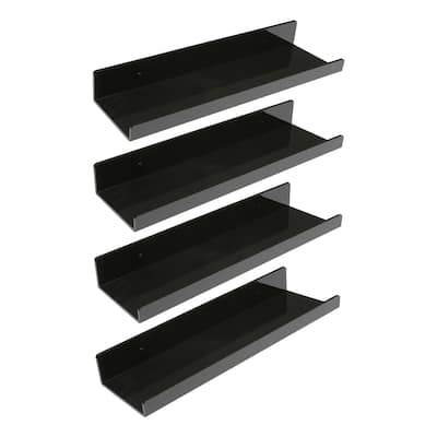 Acrylic Floating Shelves for Wall, Clear Acrylic Shelves for Bathroom Living Room and Kitchen Room Wall Display Shelf Black