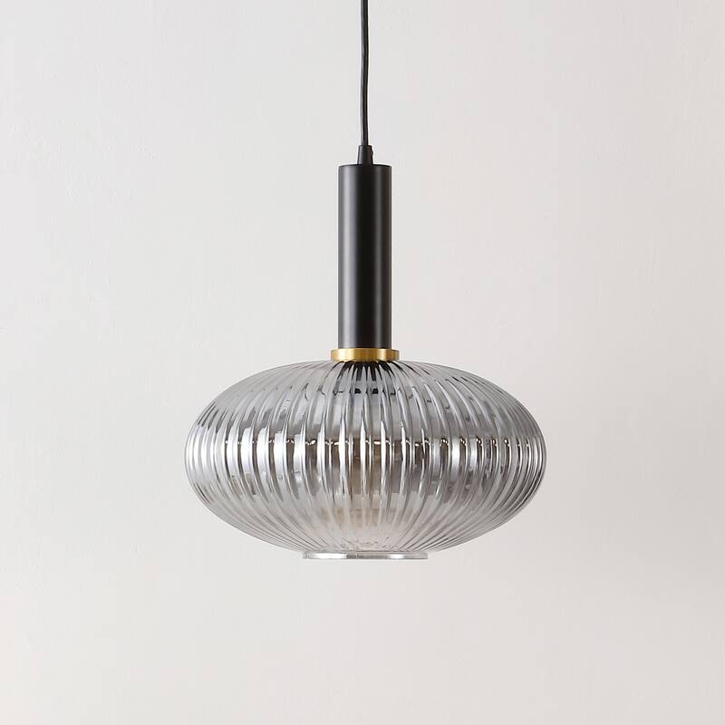 SAFAVIEH Nedelia 12-inch Pendant Light - 12 In. W x 12 In. D x 15-74 In. H - Smoke Grey/Black - 12Wx12Dx74H