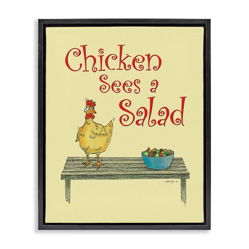 Stupell Chicken Salad Vintage Pun Framed Floater Canvas Wall Art Design By Roger Straub - 25 x 31 - Black
