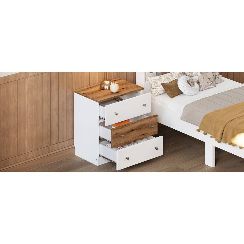 3-Drawer Wooden Nightstand
