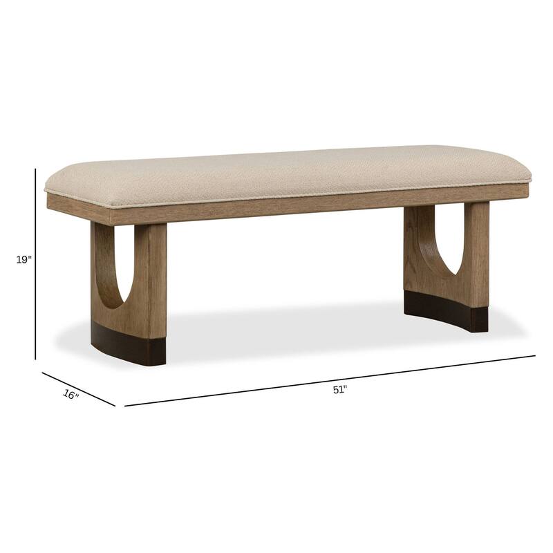 Magnussen Home Tristan Swiss Coffee Upholstered Backless Bench With U-Shaped Legs - 51''W x 16''D x 19''H