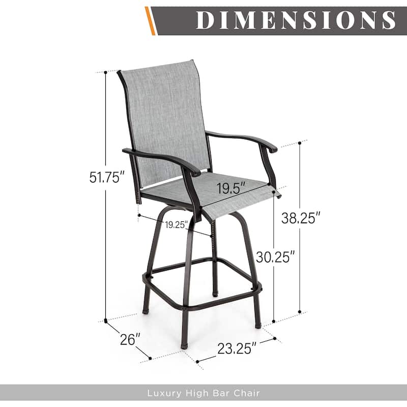 Oudoor All-weather Swivel Patio Bar Stools (Set of 2/4) - N/A