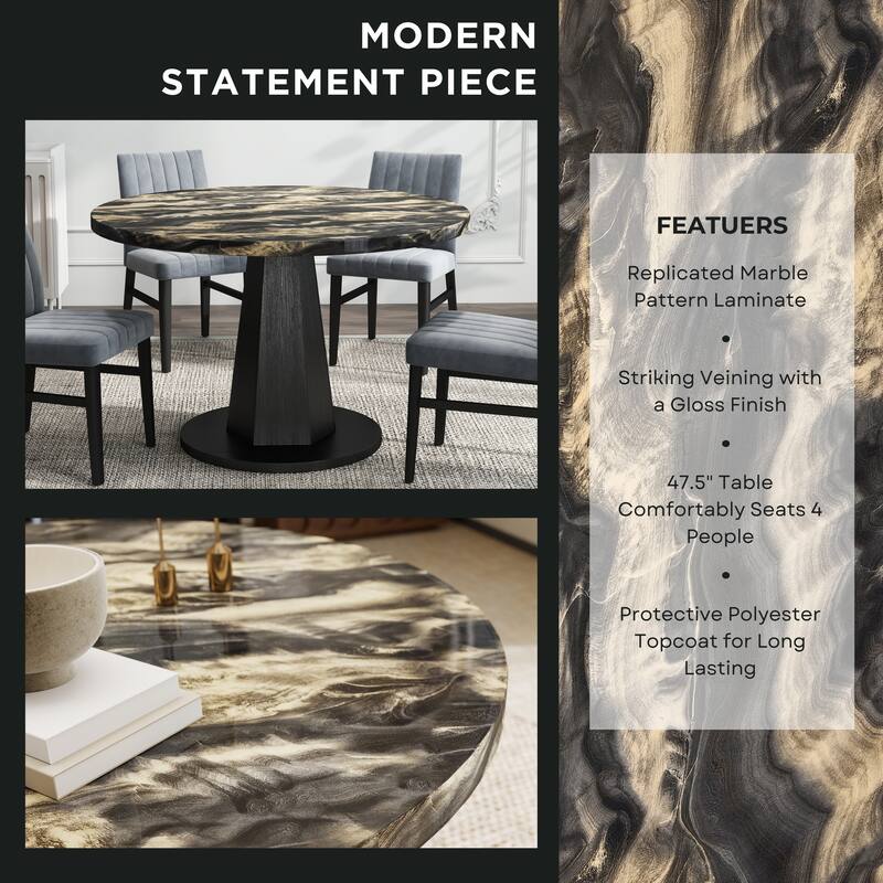 Roundhill Furniture Cavira 5-Piece Round Modern Dining Set