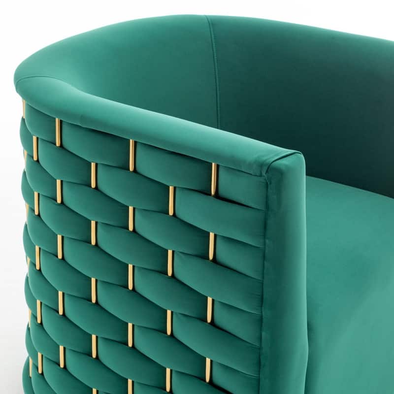 Modern Glam Velvet Upholstered 360 Degree Swivel Barrel Chair