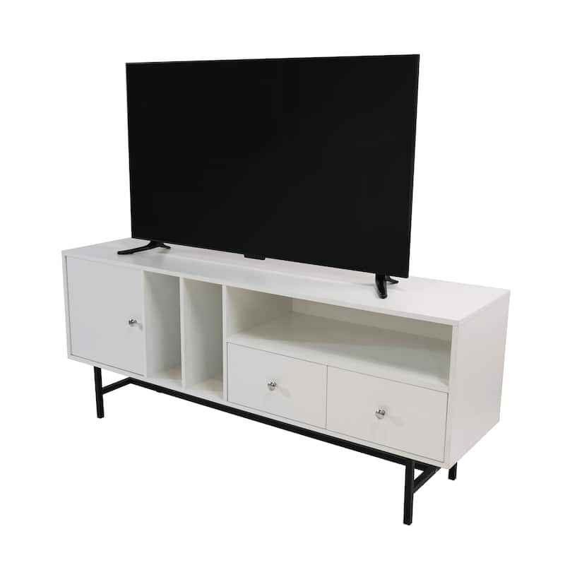 Rochester 2-Drawer 4-Shelf TV Stand Credenza with Iron Legs