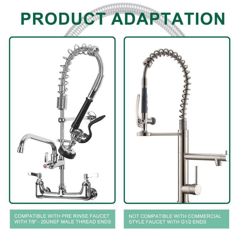 WOWOW Pre-Rinse Stainless Steel Hose for Commercial Sink Faucet