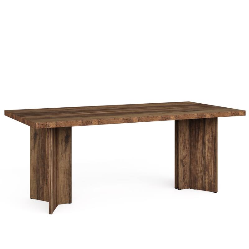 63" Farmhouse Executive Desk - Vintage Wood Computer Workstation with Thickened Tabletop, Large Writing & Conference Table