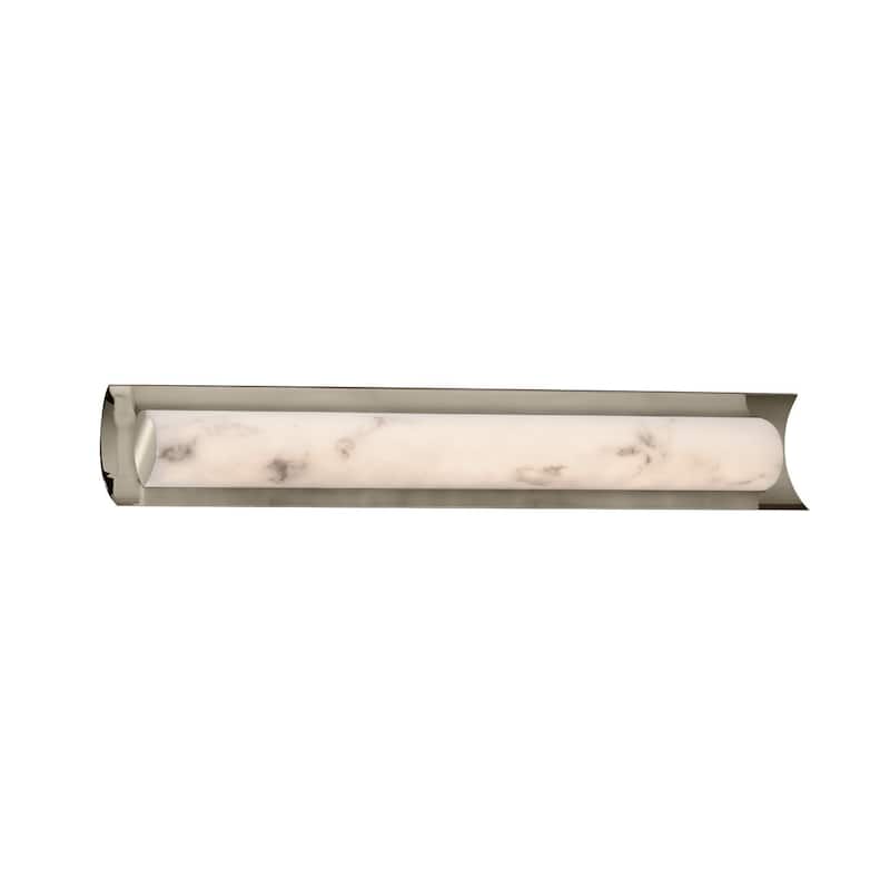 Justice Design LumenAria Lineate 30-inch Brushed Nickel ADA LED Wall/ Bath Bar, Faux Alabaster Shade - Brushed Nickel