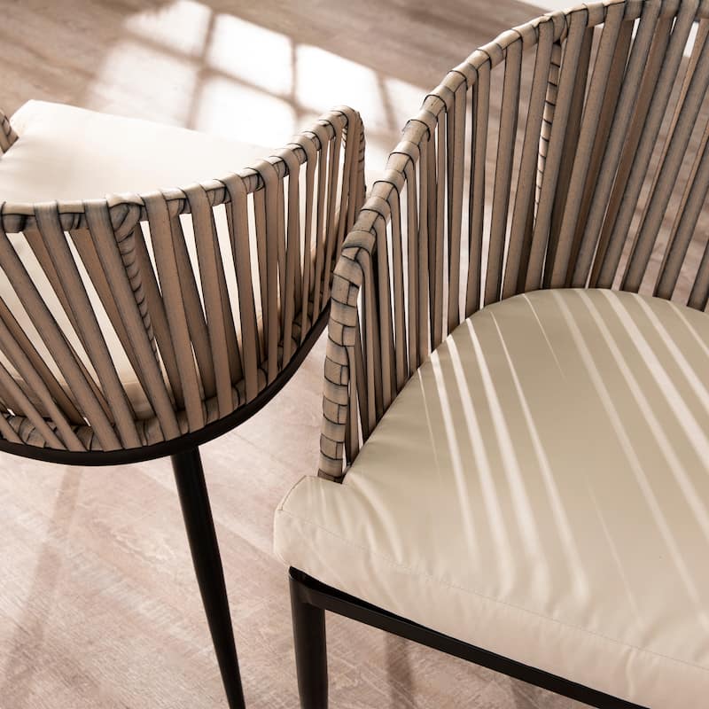 SEI Furniture Millie All-Weather black Metal Gray Wicker Patio Chairs with Cushions and Deep Seating (Set of 2)